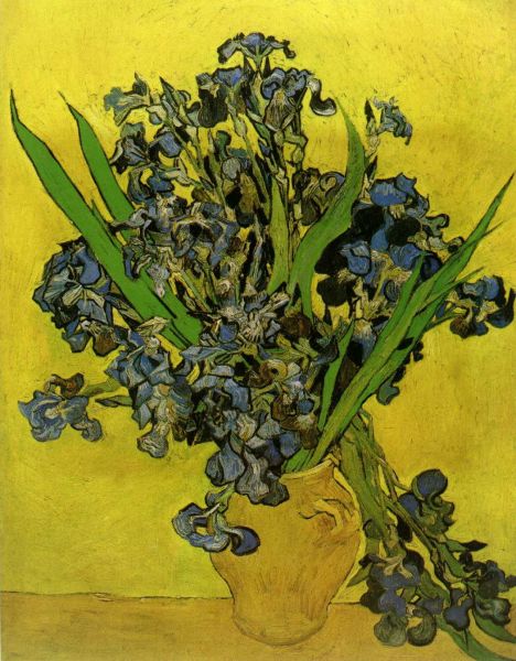 Vincent Van Gogh Still Life Vase With Irises Against A Yellow